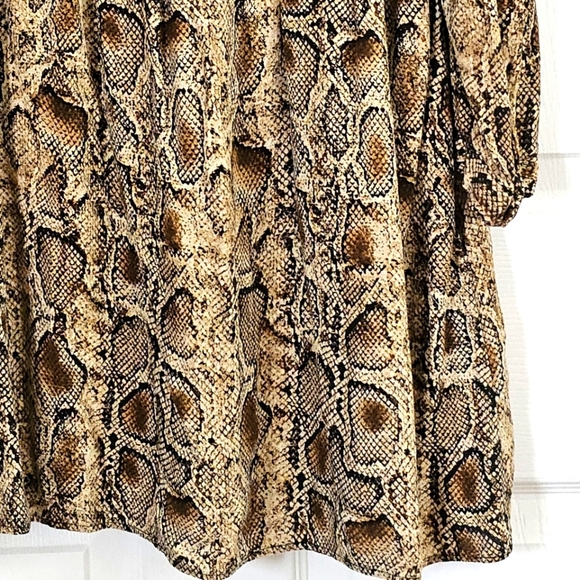 Zara Snake‎ Print Mini Dress Large Long Sleeve Button Front Flirty Flowy - Picture 6 of 7